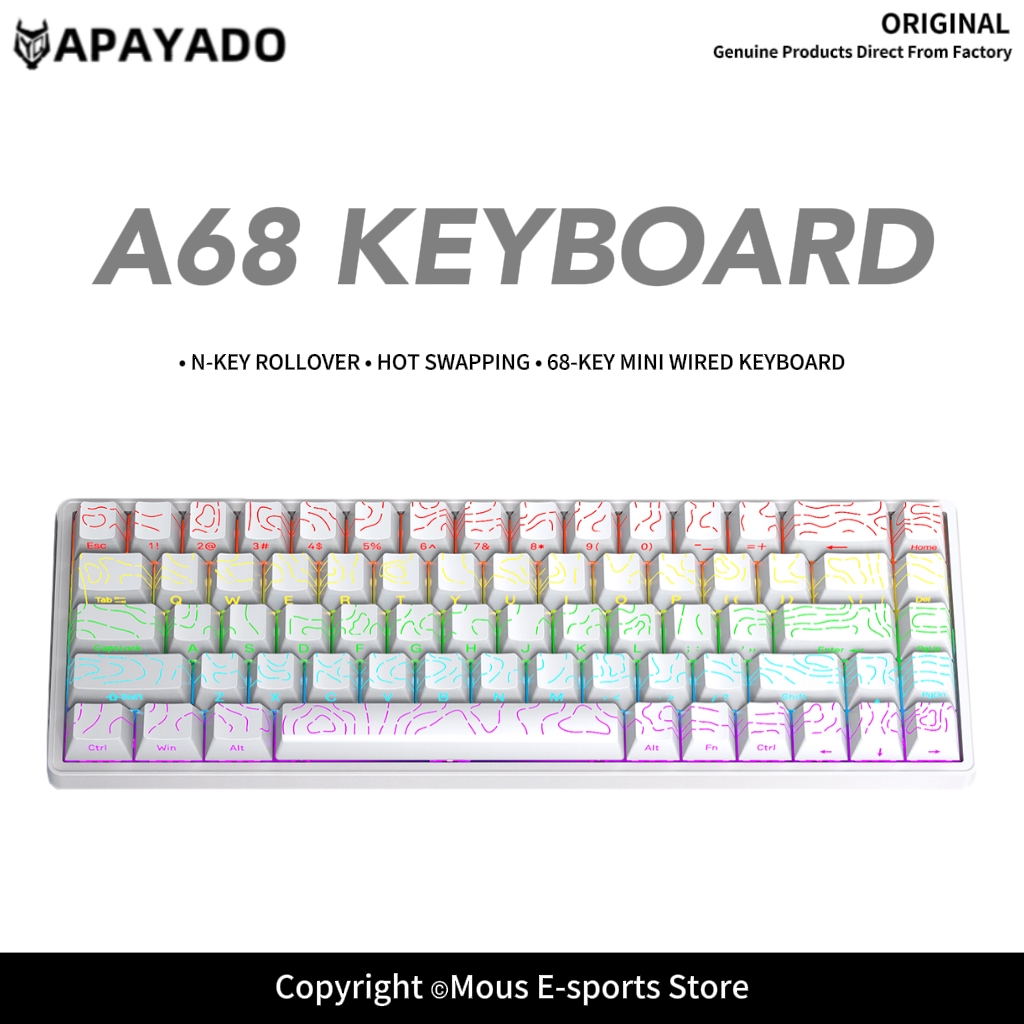 Keyboard Gaming Blue Switch - APAYADO A68 Przewodowa Klawiatura Mechaniczna z