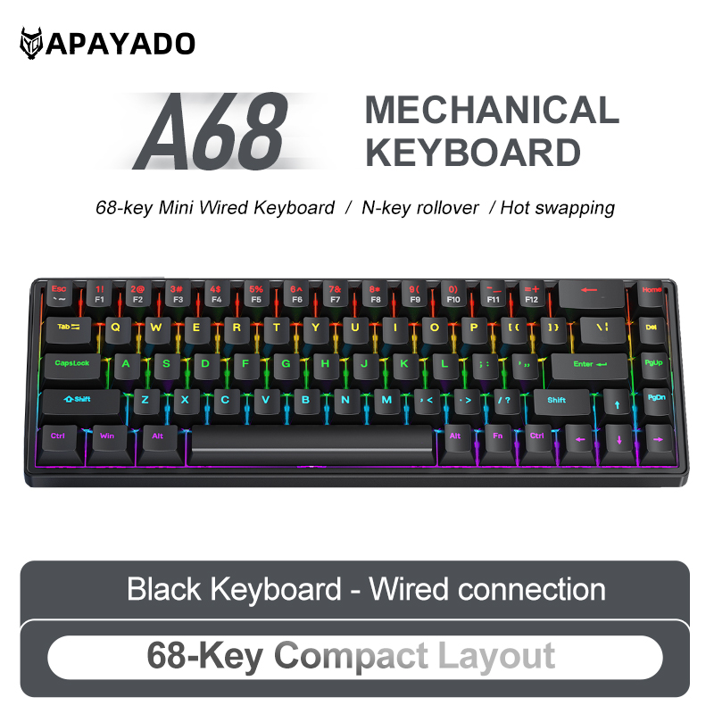 APAYADO A68 Przewodowa Klawiat – Keyboard Gaming Blue Switch recenzja i cena