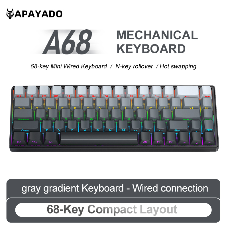 APAYADO A68 Przewodowa Klawiat – Keyboard Gaming Blue Switch recenzja i cena